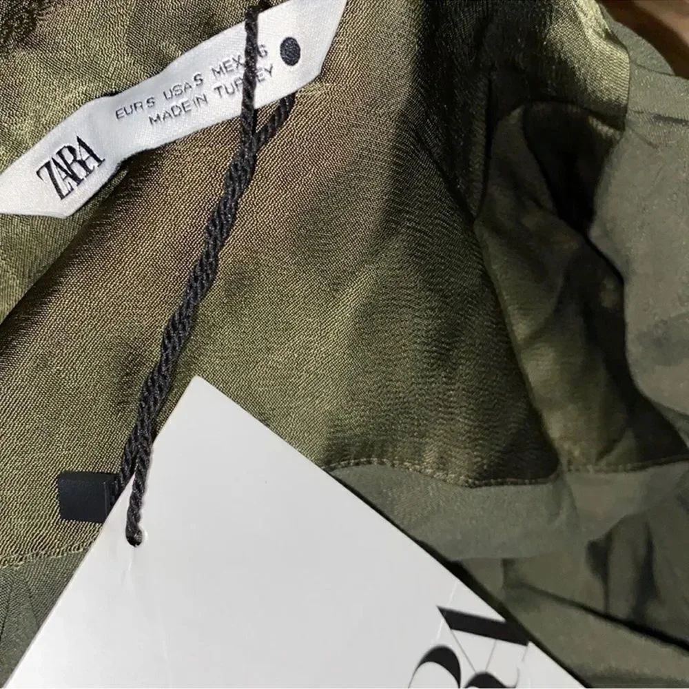 ZARA SATIN EFFECT VERSATILE A-LINE OLIVE GREEN MAXI DRESS(SIZE SMALL) - Picture 5 of 6